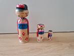 Kokeshi Japanse vintage retro poppen hout bobblehead 3, Antiek en Kunst, Ophalen of Verzenden