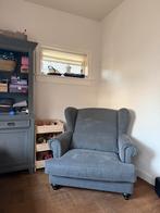 Donkergrijze fauteuil - 1,5 zits, Huis en Inrichting, Fauteuils, Ophalen, Gebruikt, Stof, 100 tot 125 cm
