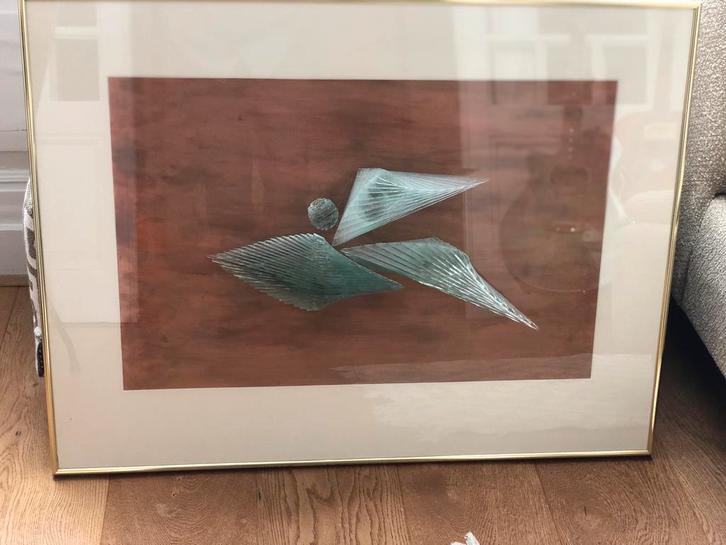 Schilderij met 3D glaskunst van Marielle Braanker, Antiek en Kunst, Kunst | Schilderijen | Abstract, Ophalen of Verzenden