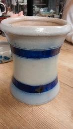 Keulse Vaas/Aardewerk Bloempot met Blauwe Banden, Ophalen of Verzenden