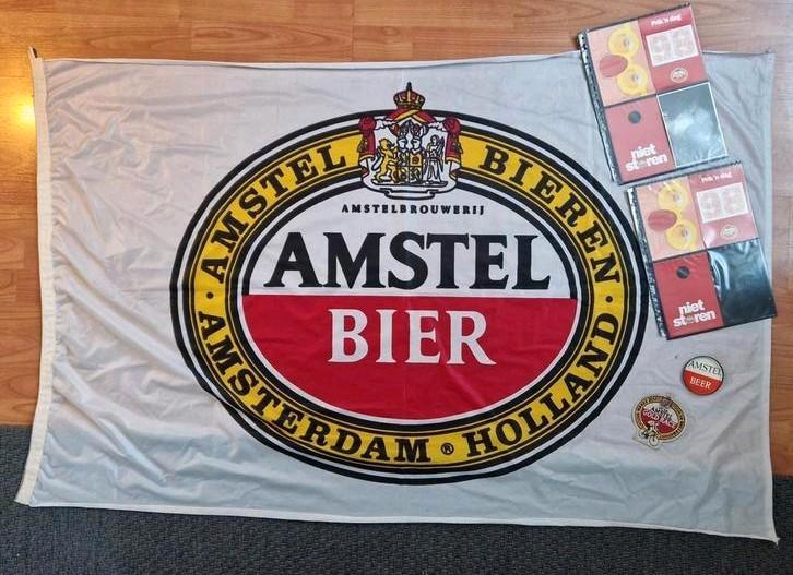 Amstelbier vlag, ansichtkaarten en meer - verzamelobject, Verzamelen, Biermerken, Gebruikt, Overige typen, Amstel, Ophalen of Verzenden