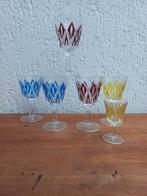 Zes Harlequin glaasjes. Vintage glazen. Wijnglas. Boho, Overige typen, Gebruikt, Ophalen of Verzenden