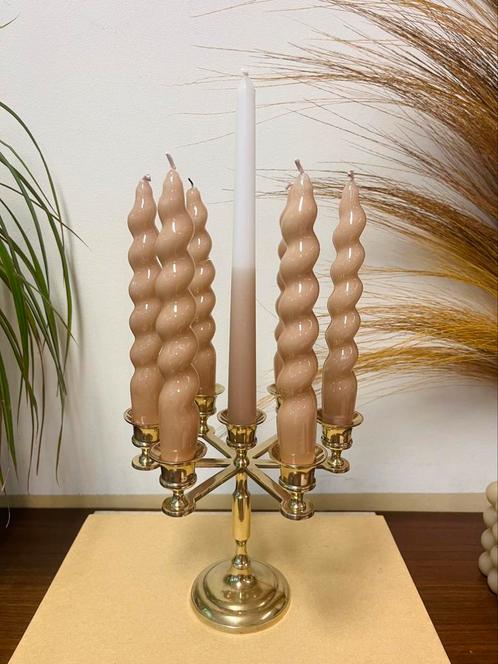 Prachtige vintage messing kandelaar 7 kaarsen koper goud, Antiek en Kunst, Antiek | Kandelaars, Koper of Brons, Ophalen of Verzenden