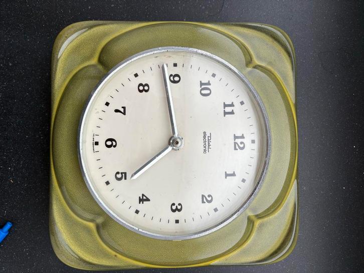 Vintage Diehl Wandklok - Groen, Huis en Inrichting, Woonaccessoires | Klokken, Gebruikt, Wandklok, Analoog, Ophalen of Verzenden