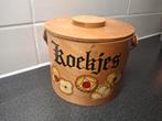 Vintage Houten Ronde Koektrommel Jaren 60, Verzamelen, Ophalen of Verzenden, Gebruikt, Koek(jes), Overige merken