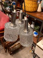 Vintage raak hanglamp met 3 glazen kelken, Ophalen of Verzenden
