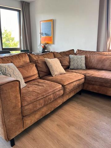 Leren lounge hoekbank cognac  beschikbaar voor biedingen
