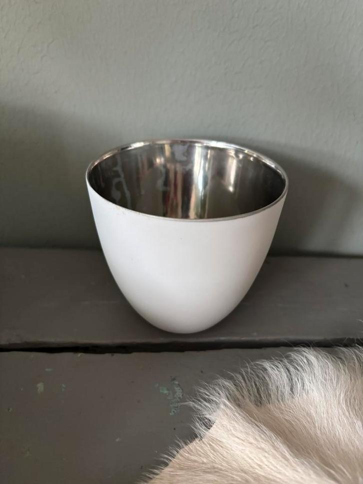 &Klevering waxinelichthouder wit/zilver, Huis en Inrichting, Woonaccessoires | Kandelaars en Kaarsen, Zo goed als nieuw, Minder dan 25 cm