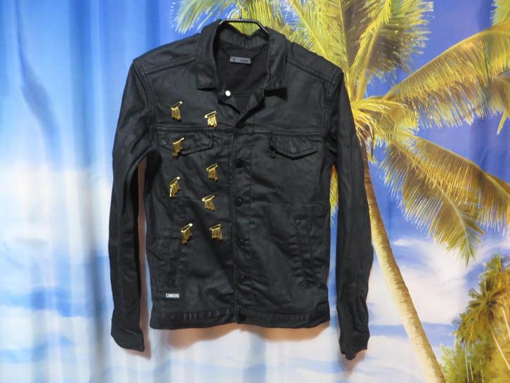 Zwart denim waxed jacket mt s/m Comune Braydon Szafranski, Kleding | Heren, Kostuums en Colberts, Gedragen, Maat 48/50 (M), Zwart