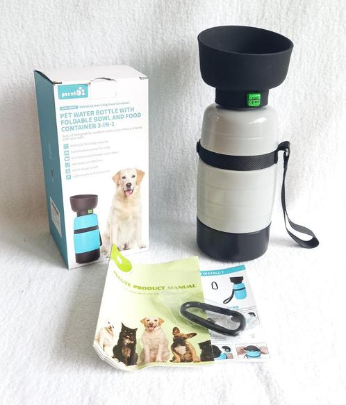 Hondenwaterfles 650 ml - 20x10x10 cm -grijs, Dieren en Toebehoren, Hondenvoerbakken en Drinkbakken, Ophalen of Verzenden