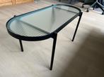 Ribglas salontafel / bijzettafel / japandi, Huis en Inrichting, Tafels | Salontafels, Ophalen of Verzenden, Gebruikt, Ovaal, Glas
