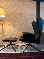 Moroso Longwave fauteuil + ottoman – zwart leder – topstaat, Ophalen of Verzenden, Zo goed als nieuw, 75 tot 100 cm