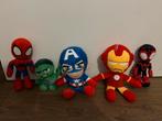 5x Marvel knuffels - Hulk, Captain America, Iron man, Spide, Ophalen of Verzenden, Zo goed als nieuw, Hardplasticfiguren