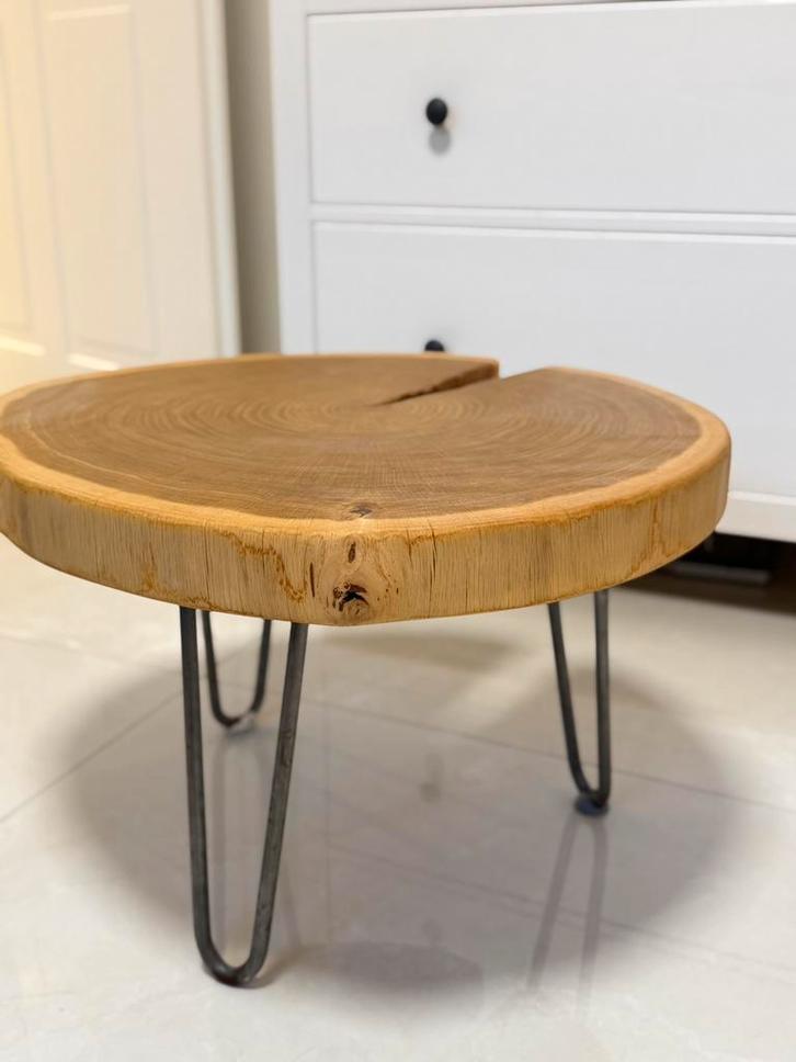 Boomstam salontafel, Huis en Inrichting, Tafels | Salontafels, Zo goed als nieuw, Minder dan 50 cm, 50 tot 100 cm, 100 tot 150 cm