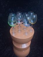 Set van 8 vintage Kleurrijke Wijnglazen, Huis en Inrichting, Glas of Glazen, Ophalen of Verzenden, Overige stijlen, Glas
