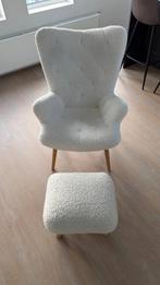 Fauteuil met voetenbank, Huis en Inrichting, Fauteuils, Ophalen, Hout, Gebruikt, 75 tot 100 cm