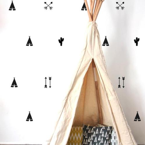 Muurstickers Wandstickers Indianen Zwart Pom Bonhomme, Kinderen en Baby's, Kinderkamer | Inrichting en Decoratie, Nieuw, Wanddecoratie