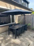 Tuinset met parasol van JYSK, Ophalen, 6 zitplaatsen, Zo goed als nieuw, Tuinset