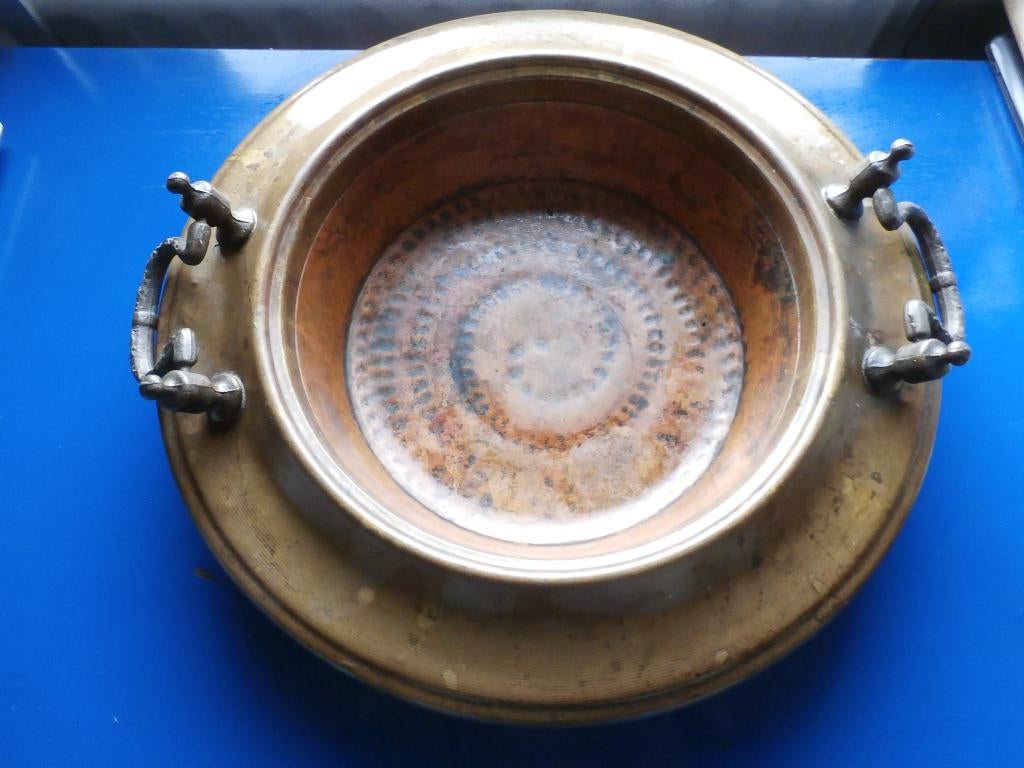 Fruitschaal + koper + 43cm dia + 11,5 cm hoog + schaal + kom, Ophalen of Verzenden