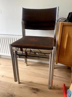 4 vintage stoelen, Huis en Inrichting, Stoelen, Ophalen, Gebruikt, Bruin, Metaal