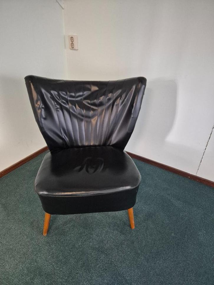 Vintage cocktail stoel / cocktailstoel / fauteuil, Huis en Inrichting, Fauteuils, Gebruikt, Hout, Overige materialen, 50 tot 75 cm