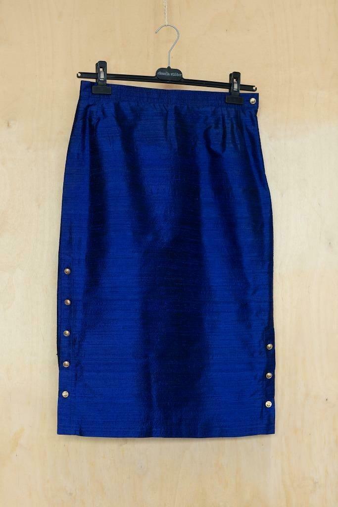 Charles Dorfeuil 100% zijden blauwe ultramarijn rok L 44, Kleding | Dames, Rokken, Zo goed als nieuw, Maat 42/44 (L), Blauw, Onder de knie