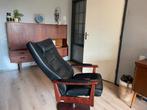 Farstrup Relaxstoel - Zwart Leer, Perfecte Staat, Huis en Inrichting, Fauteuils, Ophalen, 75 tot 100 cm, Zo goed als nieuw, 50 tot 75 cm
