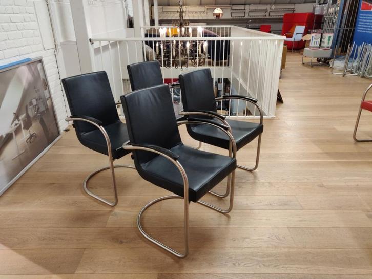 stoelen, Huis en Inrichting, Stoelen, Gebruikt, Vier, Leer, Ophalen