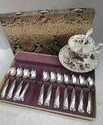 12 Verzilverde biedermeier lepeltjes in doos - zgan (Set 2), Ophalen of Verzenden, Zo goed als nieuw, Overige materialen, Bestekset