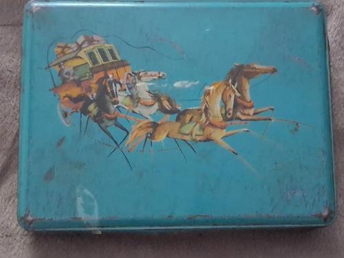 vintage blik paardenkoets koekjestrommel oud, Verzamelen, Blikken, Gebruikt, Koek(jes), Overige merken, Verzenden