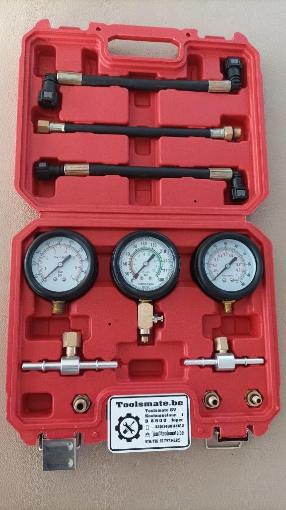 Motorfiets compressie en brandstof druk tester 3 delig, Auto diversen, Autogereedschap, Nieuw, Verzenden