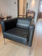 Zwarte leren fauteuil van Ikea, Ophalen, Gebruikt, 75 tot 100 cm, Modern