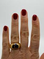 A708 Prachtige zilveren ring goudkleur saffier maat 16,5, Ophalen of Verzenden, Kleiner dan 17, X, Met edelsteen