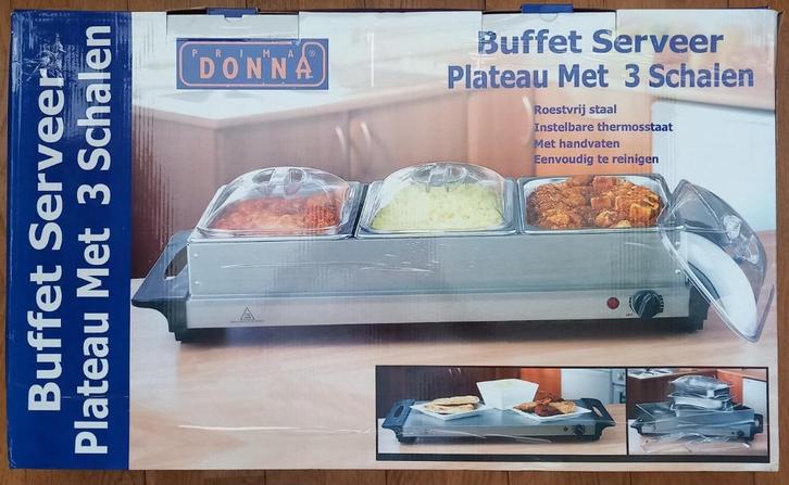 buffet serveerplateau met 3 bakken, Huis en Inrichting, Keuken | Potten en Pannen, Zo goed als nieuw, Overige typen, Overige materialen