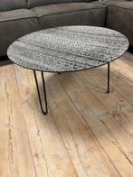 Zwart/ witte/zilverkleurige salontafel met grafische print, Ophalen, Overige materialen, Modern, grafisch, Rond