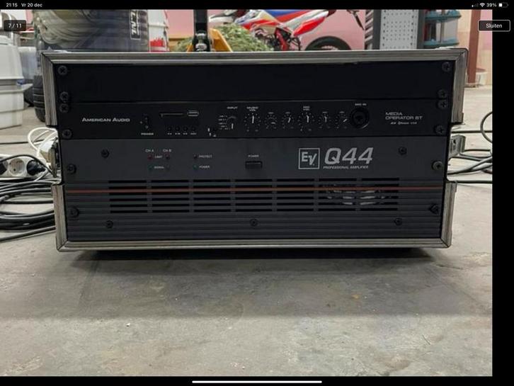 Complete Geluidsset in Flightcase, Muziek en Instrumenten, Versterkers | Keyboard, Monitor en PA, Gebruikt, P.A., 500 tot 1000 watt