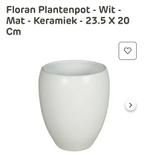 Witte keramieken plantenpot - Floran 2 stuks, Rond, Binnen, Ophalen of Verzenden, Zo goed als nieuw