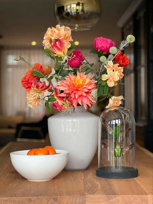 Zijden bloemen boeket roze oranje NIEUW, Huis en Inrichting, Woonaccessoires | Kunstplanten en Kunstbloemen, Nieuw, Binnen, Ophalen of Verzenden