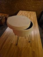 Stijlvolle stoffen poef met opbergruimte, Ophalen, Minder dan 50 cm, Rond, Minder dan 50 cm