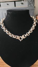 Zilveren jasseron ketting collier grote schakel, Ophalen of Verzenden, Zo goed als nieuw, Zilver, Zilver