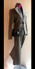 Escada 42 pak kostuum in ruit zwart grijs, Kleding | Dames, Verzenden, Zo goed als nieuw, Maat 42/44 (L), Zwart