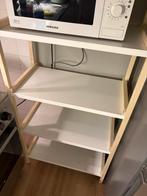 Stellingkast wit met hout 154 cm hoog en 70cm breed, Ophalen, Gebruikt