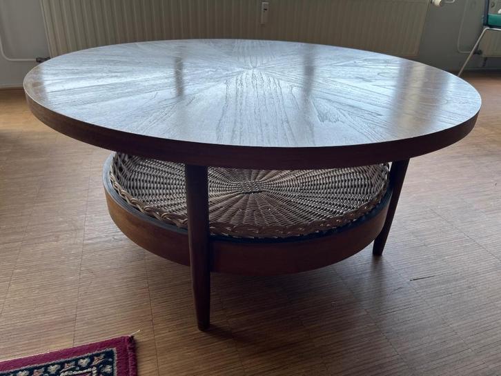 Salontafel Deens design - Vintage - Rond, Huis en Inrichting, Tafels | Salontafels, Gebruikt, Minder dan 50 cm, 50 tot 100 cm