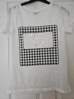 Nieuw wit met zwart en zilver shirt maat L, Kleding | Dames, Ophalen of Verzenden, Zo goed als nieuw, Wit, Korte mouw
