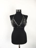 Zwarte harnas BH / dames sexy lingerie leren riemen gespen, Verzenden, Zwart, BH