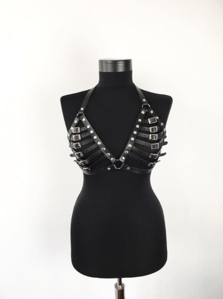 Zwarte harnas BH / dames sexy lingerie leren riemen gespen, Kleding | Dames, Ondergoed en Lingerie, BH, Zwart, Verzenden