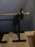 Complete Halterset + Verstelbare Squat Stands, Sport en Fitness, Fitnessmaterialen, Ophalen, Gebruikt, Benen, Halterset