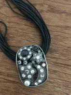 Lederen Hals Ketting met prachtige hanger, Nieuw!, Zwart, Nieuw, Ophalen of Verzenden, Steen of Mineraal