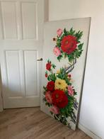Prachtig groot handgeschilderd schilderij kleurrijke bloemen, Ophalen, 125 cm of meer, Zo goed als nieuw, Schilderij