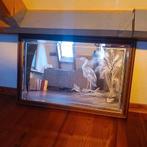 Zoldervondst. Zware spiegel in houten lijst., Antiek en Kunst, Ophalen, Rechthoekig, 100 tot 150 cm